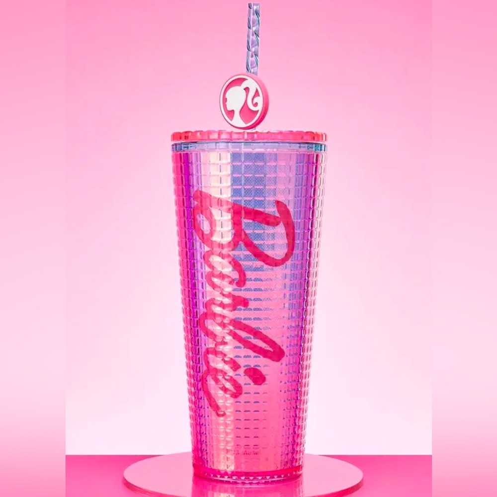 26 oz Barbie Tumbler with straw and decoration!